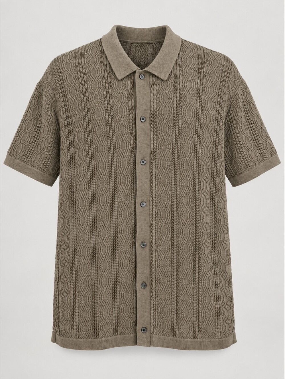 Abercrombie & Fitch Men's XL Tall Brown Textured Button-Through Sweater Polo